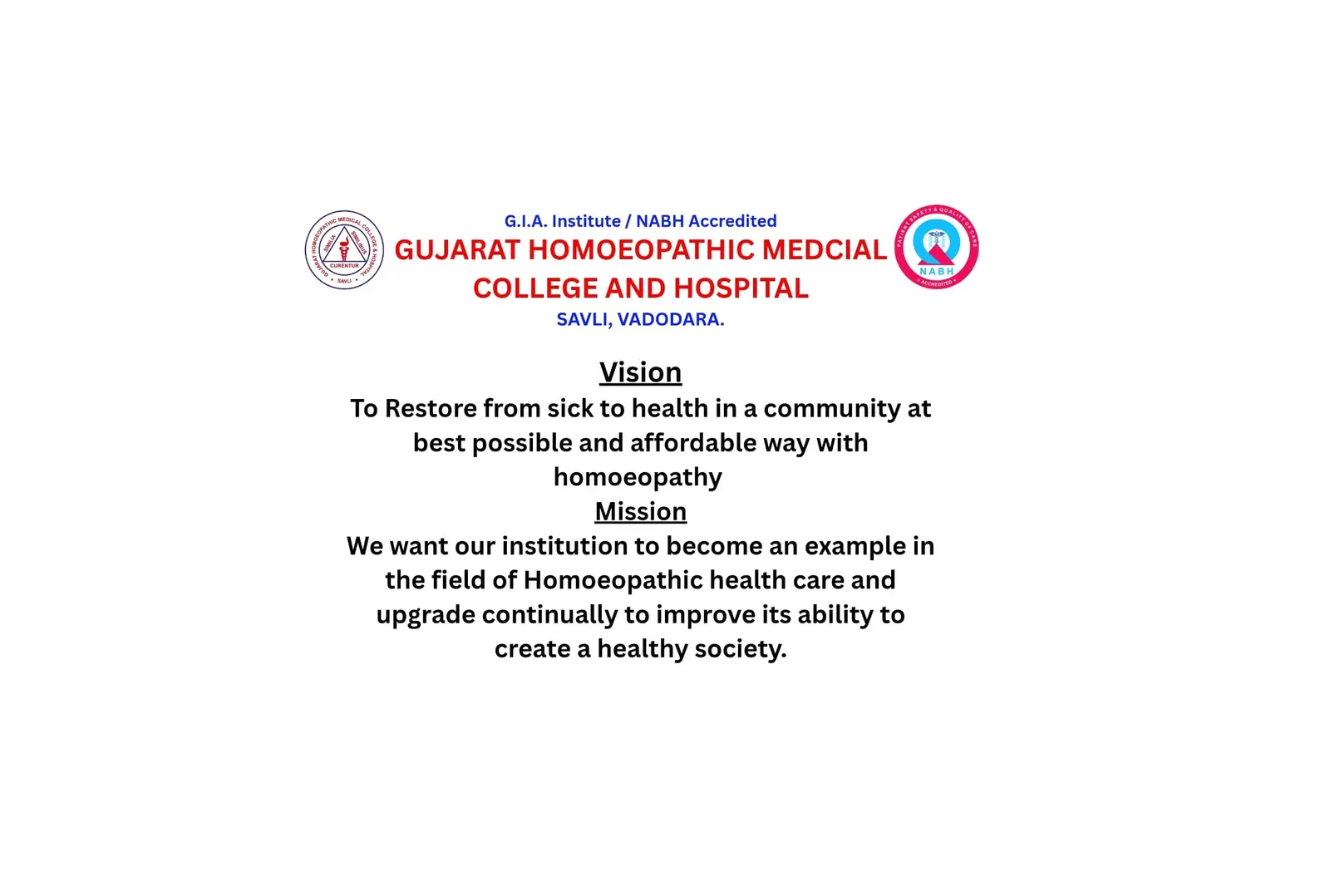 Gujarat Homoepethic Medical College Savli campus