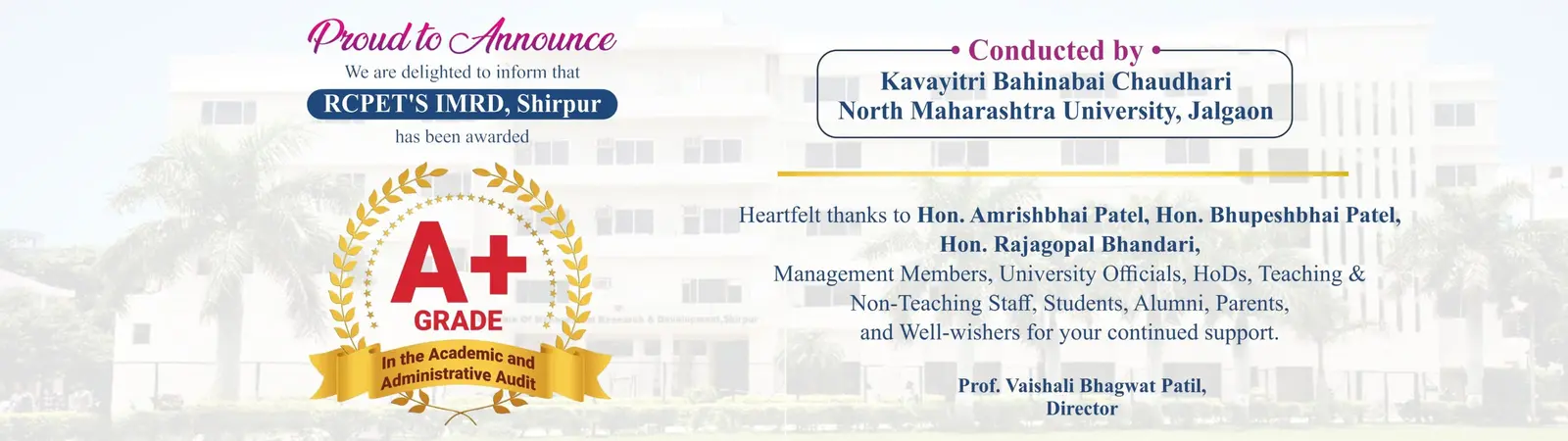 R.C.Patel Edu.Trust'S Institute of Management Research&Development campus