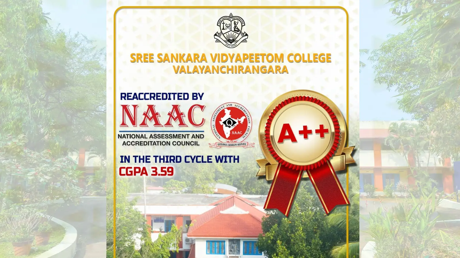 Sree Sankara Vidyapeetom. College, Valayanchirangara P.O., Perumbavoor campus