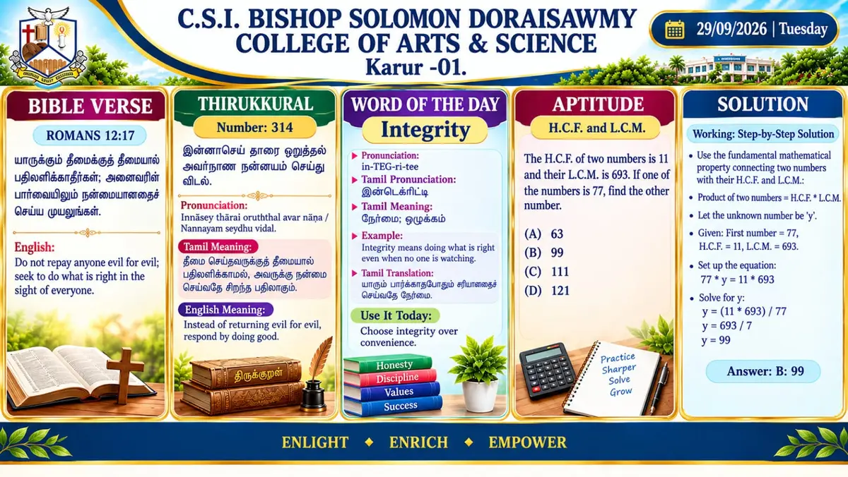 C S I Bishop Solomon Doraisawmy College of Arts and Science campus