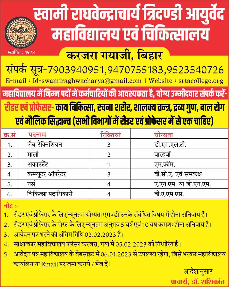 Swami Raghwendracharya Tridandi Ayurveda College and Hospital: campus photo 1