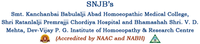 Snjb'S Smt. K. B. Abad Homoeopathic Medical College, Shri. R. P. Chordiya Hospital and Bhamashah Shri. V. D. Mehta, Dev Vijay P. G. Institute of Homoeopathy and Research Centre logo